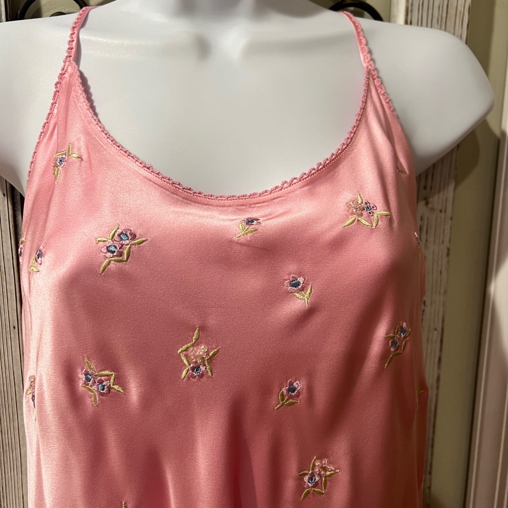 Malizia by La Perla Beaded and Embroidered Pink Silk Slip Dress